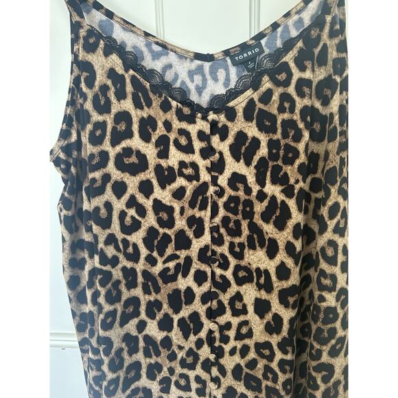 Torrid Leopard Print Button Front Tank Camisole Womens Size 2X Fun NWT - Picture 2 of 8